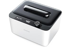 Hogance Pulitore ad Ultrasuoni 900ML, 50W Dispositivo di Pulizia a Ultrasuoni per Gioielli, Occhiali, Orologi, Paradenti, Pennelli per il Trucco, con 600s Modalità Degas, Bianco+Nero