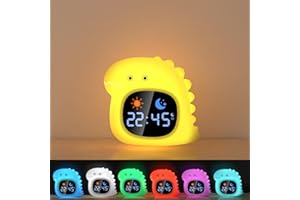 ZHWIDNERSO Kids Alarm Clock with Night Lights,Digital Alarm Clocks Bedside,6 White Noise Natural Sound Sunrise Alarm Clock ,USB Charging Toddler Sleep Trainer Clock,Small Sleep Training Clock for Children