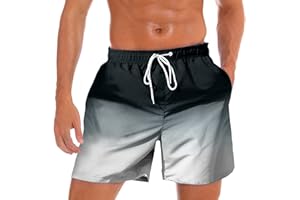 Lishang Shorts de Bain Homme Eté Étanche Short Sport Séchage Rapide Shorts de Plage Long avec Poches Filet Maillot de Bain Surf Piscine
