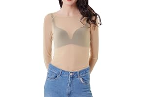 Leemiman Haut sexy en maille transparente à manches longues pour femme