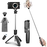 Selfie Stick Tripod, Bluetooth 4 in 1 Mini Extendable 100CM Selfie Stick with Remote and Tripod Stand 360°Rotation Phone Trip