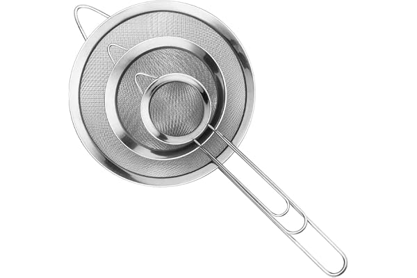 Royouzi Kökssilset, 7/12/18 cm, 3 stycken, rostfritt stål 304, finmaskig, hushållssil för bakning, matlagning, mjöl, proteinseparation, juice