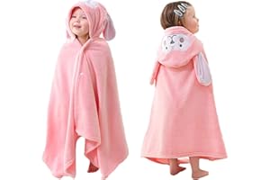 HUOCAI Premium Hooded Towels For Kids 33x59 inch | Beach Or Bath Towel | Rabbit design | Ultra Soft and Extra Large | 100% Cotton Childrens Swimming/Bath Towel with Hood for Girls （Pink）