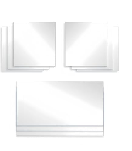 Lot De 9 Feuilles Miroir Autocollantes Flexibles - 15x15cm Et 15x23cm, Incassables, Pour Décoration Murale Et Bricolage