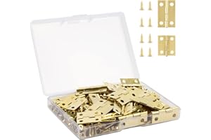 VIPMOON Scharniere Klein, 70 Stück Super Mini Scharniere 24 x 15mm + 18 x 15mm Retro Messingscharniere Minischarniere Türscharnier mit Schrauben für Holzkiste Modellbau Schmuckkästchen Schrank, Gold