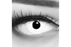 MERALENS Lentillas de color blanco Vampiro White Out 1 par. Cómodo y perfecto para el carnaval de Halloween gratis estuche de lentillas sin graduación