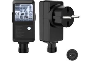 Isisyu 31V EU Lichterkette Stecker Außen 8 Modi Lichterkette Netzteil Adapter mit Timer, Speicherfunktion, Wasserdicht Transformator für Weihnachtsbeleuchtung Eisregen Lichterkette