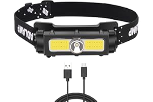 LUXJUMPER Lampada da Testa a LED Torcia Frontale Ricaricabile USB, XPG+COB+LED Impermeabile 8 Modalità Lampada da Testa per Running, Campeggio, Corsa, Speleologia, Arrampicata, Pesca, Leggere
