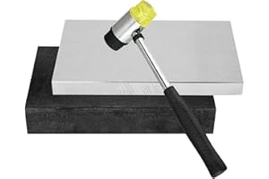 Oudtinz Steel and Rubber Block 2 Pcs Work Bench Blocks Stamping Block for Hammering, Shaping, Chasing, Flattening Metals (10CM x 15CM)