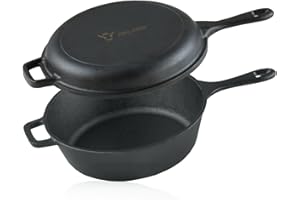 BBQ-Toro Marmite en fonte avec couvercle de poêle | 4,4 litres - noir | Casserole en fonte, poêle à frire | déjà brûlé - preseasoned | marmite, casserole, brasero