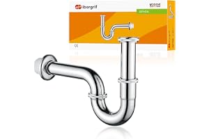 Ibergrif M20506 universal siphon for drainage, sin-soda tube, siphon in stainless steel P with sealing joints, chromed