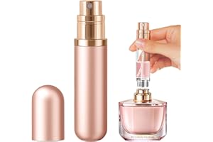 JOOMOKO Perfume Atomiser, Perfume Travel Bottle 5ml Atomiser Spray Bottle, Refillable & Travel Size Perfume Spray Bottle Easy to Refill Cologne Dispenser for Women/Men Great Gift for Christmas（Rose Gold）