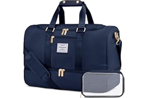LOVEVOOK Travel Bags for Women, 50L Large Weekend Overnight Duffle with Toiletry Bag, Shoe Compartment & Wet Pocket, Waterproof Cabin Carry On Hand Luggage for Travel Gym Sports, Navy Blue
