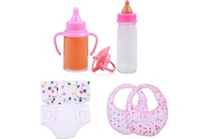 YUNHENTONG 7 Pièces Biberon Magique pour Poupée Couche Poupee Bavoir Poupon Tétine Accessoire Poupon Cadeau d'enfant pour Anniversaire, Noël, Nouvel an