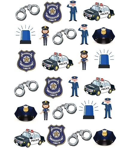 Personalized Police Car Edible Cake Topper – Round Icing Decoration For Birthday