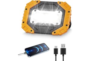 KALAHOL LED Rechargeable Work Lights, 2500LM 30W Outdoor COB Floodlight Super Bright with 4 Modes, Battery Security Light with USB Waterproof for Outdoor, Yard, Garage, Fishing, Camping, Hiking (Yellow,1PCS)