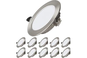 Dexnump Spot LED Encastrable Lot de 10 - Extra Plat - 7W 700lm Equivalent 70W Incandescence - 230V éclairage Plafond Encastré - Pour Salle de Bain Cuisine Salon Couloir (Argent, Blanc Chaud 2700K)
