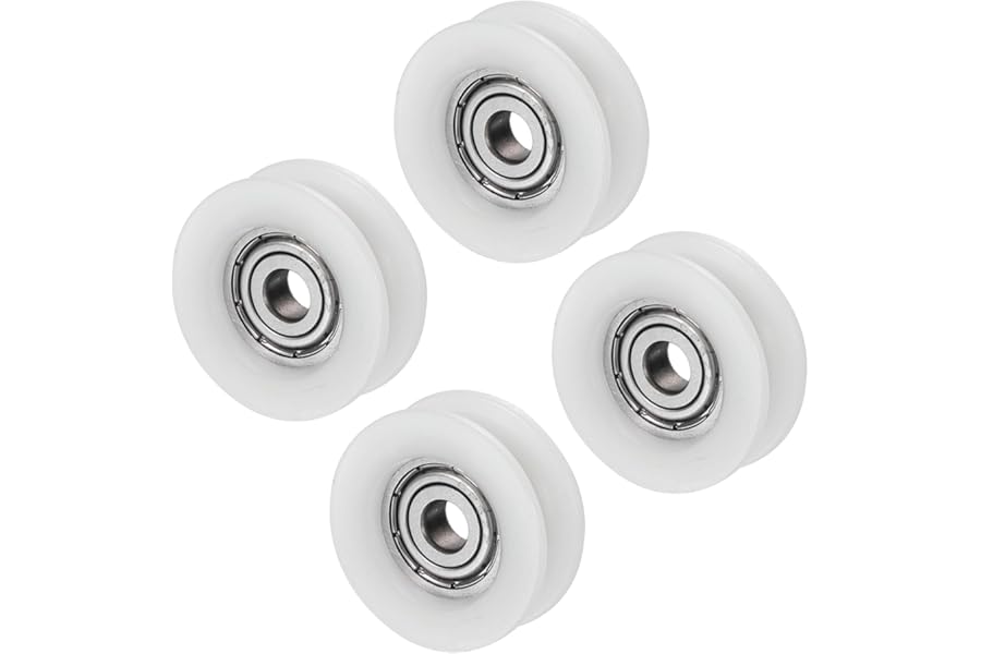 PATIKIL Nylon U Groove Pulley Wheel 5x25x9mm, 4 Pack Bearing Guide Track Sliding Conveyor Roller for Door Window Drawer Hardware Driving Mechanical, White