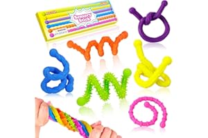 WELLXUNK Fidget Toys Silikon Sensorik Stick, 6 Stück Silikon Sensorische Spielzeug Stick für ADHS, Anti Stress, Autismus, Sensorisches Reise mit Texturiertem Design zur Kinder ab 3 Jahr & Erwachsene
