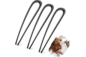 Mbsomnus 3 szt. francuskie szpilki do włosów metalowe 14cm/5,5 cala francuska spinka francuska spinka do koka spinka do włosów w kształcie U widelec do włosów czarne szpilki do włosów duża spinka do