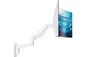 ARES WING Ultrawide Soporte Monitor Pared para Pantallas de 17 a 49 Pulgadas PC y TV, Brazo Monitor Pared con Resorte de Gas Ajustable, Inclinación y Giro, Load 2-20kg，VESA máx 100x100 mm