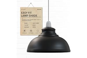DC Voltage Industrial Ceiling Pendant Light Shades Retro Style Curvy Dome Shaped lamp Shades Metal Easy fit Ceiling Pendant Light Shades for Light fixtures (Black)