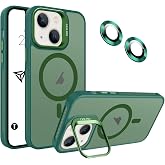 Babilden iPhone 15 Plus İ&ccedil;in Kılıf Kamera Korumalı Magsafe İle Uyumlu Kablosuz Şarj &Ouml;zellikli Mat Şeffaf Renkli Standlı Lens 