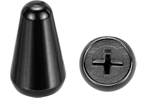 sourcing map 2Pcs ST Guitar 3/5 Way Pickup Switch Tip Cross Hole ID 0.19 x 0.15" Metal Toggle Switch Knobs Cap for Electric Guitar Replacement Parts, Black