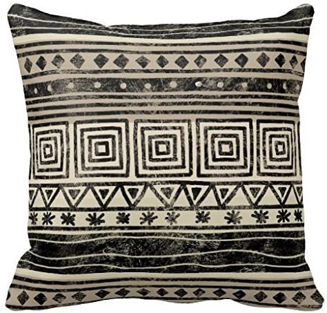 KarilShop African Geometric gray Linen Throw Pillow Case Cushion Cover Home Sofa Decorative 18 X 18 Inch.