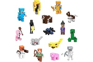 FISAPBXC M-inecraft Figure Set, M-inecraft Action Figure da Collezione, Figura da Collezione per Bambini Modelli Regalo da Collezione per Fan, Feste Compleanno Natale Regali 16 Pezzi