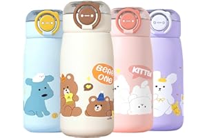 MHwan Borraccia Termica Bambini, 470 ml, Robusta, a Prova di Perdite, Borraccia Bambini Termica con Cannuccia per Bevande Calde e Fredde, Senza BPA, Adatta a Bambini e Bambine