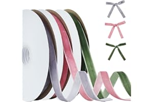 RIBBOOO Rosa, Grün, Grau Samt Band Set, 3 Farben 1cm x 30yd Gesamt für Weihnachtskranz Bogen Dekoration Handwerk Geschenkverpackung Valentinstag Bouquet Wrap