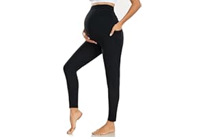 Farrobor Leggins Premaman Donna con Tasche Pantaloni Gravidanza a Vita Alta Morbidi Abbigliamento Premaman
