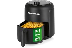 GOURMETmaxx Friggitrice ad aria calda 2,3l | Ideale per friggere, grigliare, arrostire etc. | Preparazione particolarmente povera di grassi | Timer | Spegnimento automatico | 1000W [Nero]