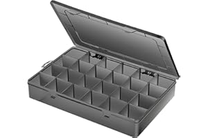 Gbivbe 24 Grids Extra Large Plastic Craft Storage Box, Black Plastic Organizer Container Compartment Bead Storage Box with Adjustable Dividers for Earring Jewelry Seed and Small Parts