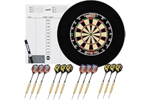 ONE80 Bersaglio Freccette, Bersaglio Freccette Professionali in sisal Include 12 Freccette in Acciaio + Anello numerico Rimovibile, Set Combinato