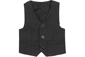 TiaoBug Gilet Enfant Garçon Veste de Costume d'honneur Jacket Chemise sans Manche Gentilhomme Manteau Mariage Cérémonie Anniversaire Baptême 3-14 Ans
