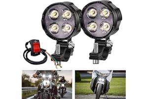 BIQING 2PCS Mini 40W Faretti LED Moto Supplementari + Interruttore Moto,Luce per Bicicletta 12V 24V Moto Faro Fendinebbia 3 Modalità Luci per Bicicletta Faro Anteriore per Bicicletta E-bike Scooter Moto