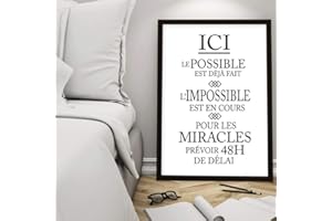 wangjingxi Citation Inspiration Française Toile Art Affiche Impressions L'Impossible Est en Cours Art Moderne Peinture Tableau Bureau Mur Art Décor 50X70Cm