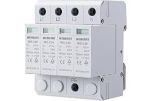 Wengart Überspannungsschutzgerät WG-C20, 4P 20-40KA AC275V, SPD Hausableiter Elektronisches Schutzmodul DIN-Schienenmontage