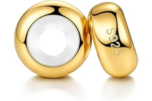 LOVANS Charms Stopper für Armband, 925 Sterling Silber Hypoallergen Charm Anhänger Clip Verschluss mit Silikon, Rutschfester Trenner für Damen Armbänder (Gold/Silber/Roségold/Schwarz)