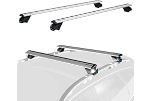 COWVIE 135CM Pro Roof Rack Cross Bars with keyed Locks Fully Assembled- Fit Raised Rails, Silver
