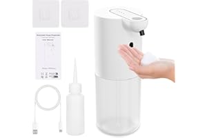 COMIUS SHARP Dispenser Sapone Automatico, 400ml dispenser sapone schiuma, IPX5, 4 Livelli Regolabili, Sensore di Movimento Infrarossi, USB Ricaricabile, er Bagno, Cucina e Ufficio (A)