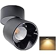 Mufasa 6 Watts Black Chrome Reflector Adjustable LED Round Surface Light Cylindrical Shape Indoor Ceiling Mounted Spot Light Down Light Aluminum Body (9Cm Height) (Warm White)