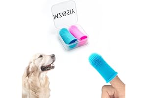 MZQSIY Dog Finger Toothbrush 360°Silicone Pet Finger Toothbrush for Dogs Cats，Dogs Teeth Plaque Dog Dental Care with Storage Case,Easy Dog Teeth Cleaning (Pink Blue, 2Pcs)