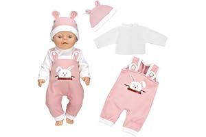 MHDUYEG Ropa Muñeca, Ropa Baby Born Muñeco Bebe Recién Accesorios para Muñecas con Gorro de Conejito Pantalones de Manga Larga, Rosa Baby Born Ropa para Muñecas de 35-40 cm(Muñecas No Incluidas)