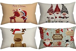 Anyingkai Fundas Cojin Navidad Juego de 4piezas,Fundas Navideñas para Cojines NavidadLavable,30×50cm Funda de Almohadas Navideñas Decoracióntradicional,Navidena para Dormitorio Sofá Cama