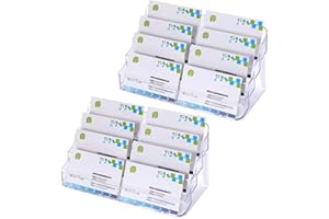BTSKY 2 Pcs Acrylic Business Card Holders - 8 Pocket Desktop Clear Business Card Stands Countertop Acrylic Index Card Organizer for Desk Tidy Office Accessories