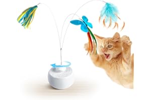 Migipaws Jouet pour Chats,Jouet électrique interactif en Forme de Papillon et à Plumes,Mouvement de Rotation Intelligent à 360 degrés de la Boule, antidumping,Teaser Amusant pour Chatons