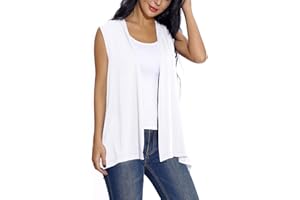 EXCHIC Femmes sans Manches Cardigan Solide Gilet Leger Veste